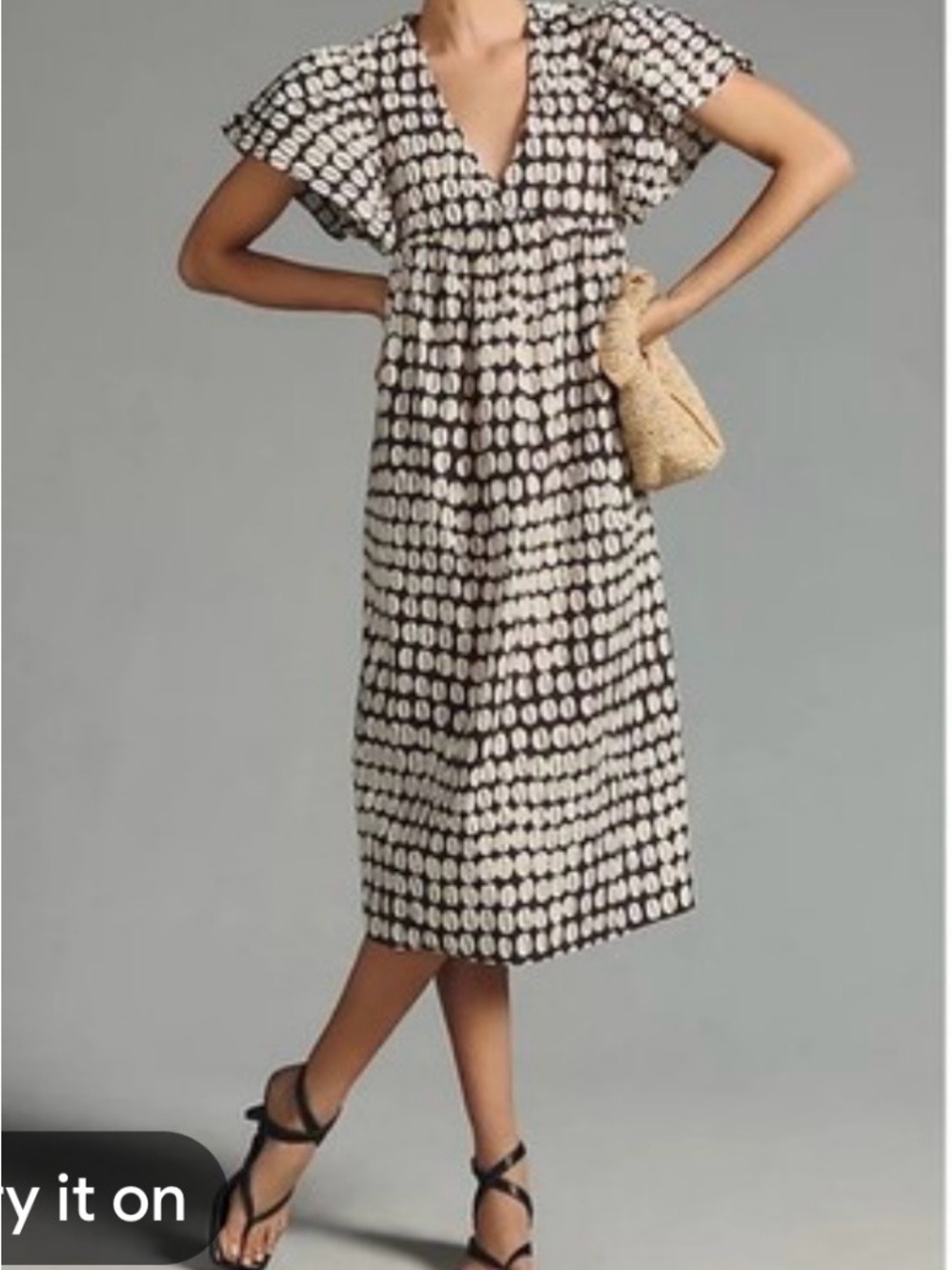 Anthropologie Black and White Dot Midi Dress